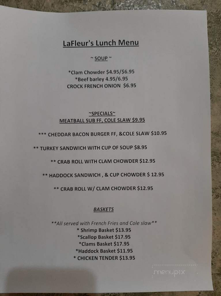 La Fleurs Restaurant - Jay, ME menu_pic