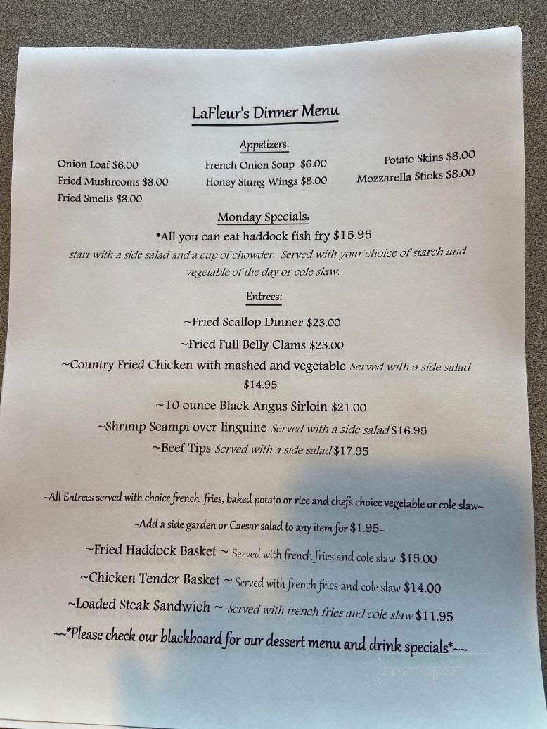 La Fleurs Restaurant - Jay, ME menu_pic
