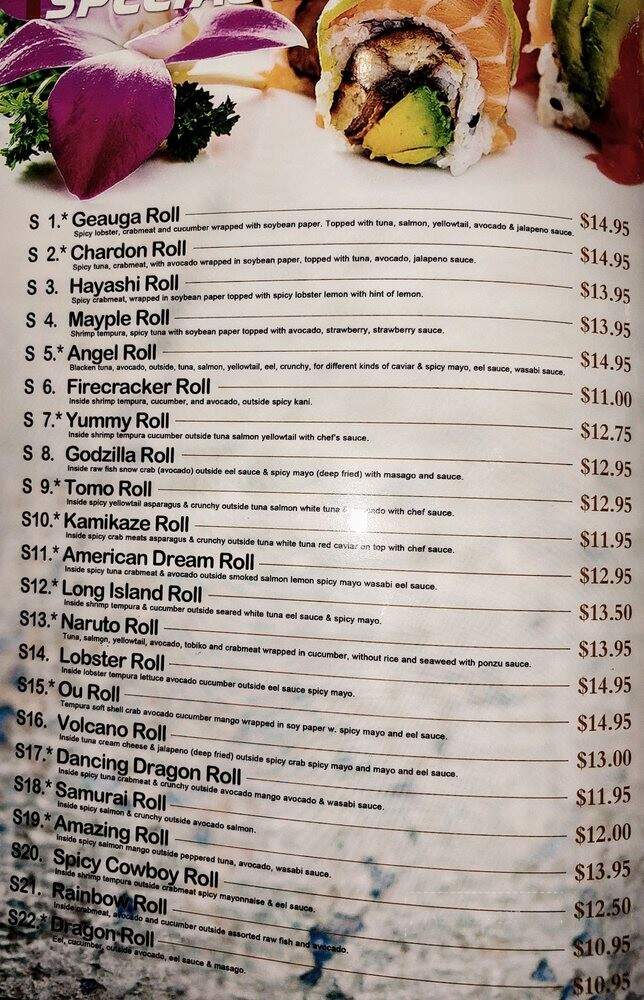 Hayashi Maple - Chardon, OH menu_pic