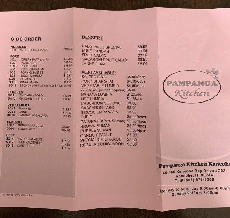 Pampanga Kitchen Kaneohe - Kaneohe, HI menu_pic