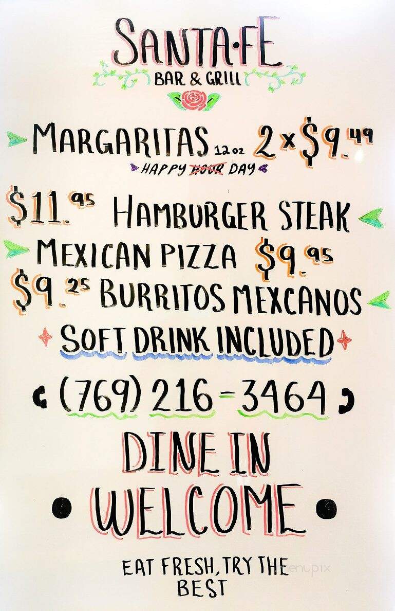 Santa Fe Grill & Bar - Jackson, MS menu_pic