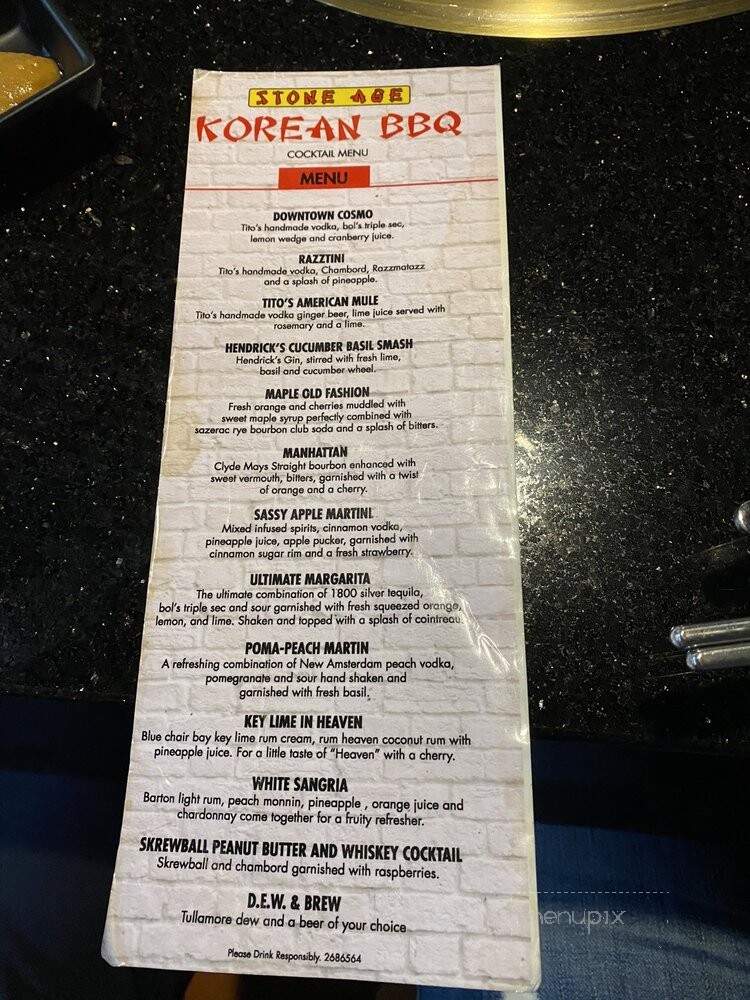Stone Age Korean Steakhouse - Huntsville, AL menu_pic