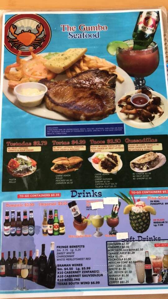 The Gumbo Seafood - Refugio, TX menu_pic
