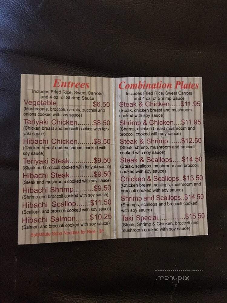 Taki Authentic Japanese Cuisine - Laurinburg, NC menu_pic