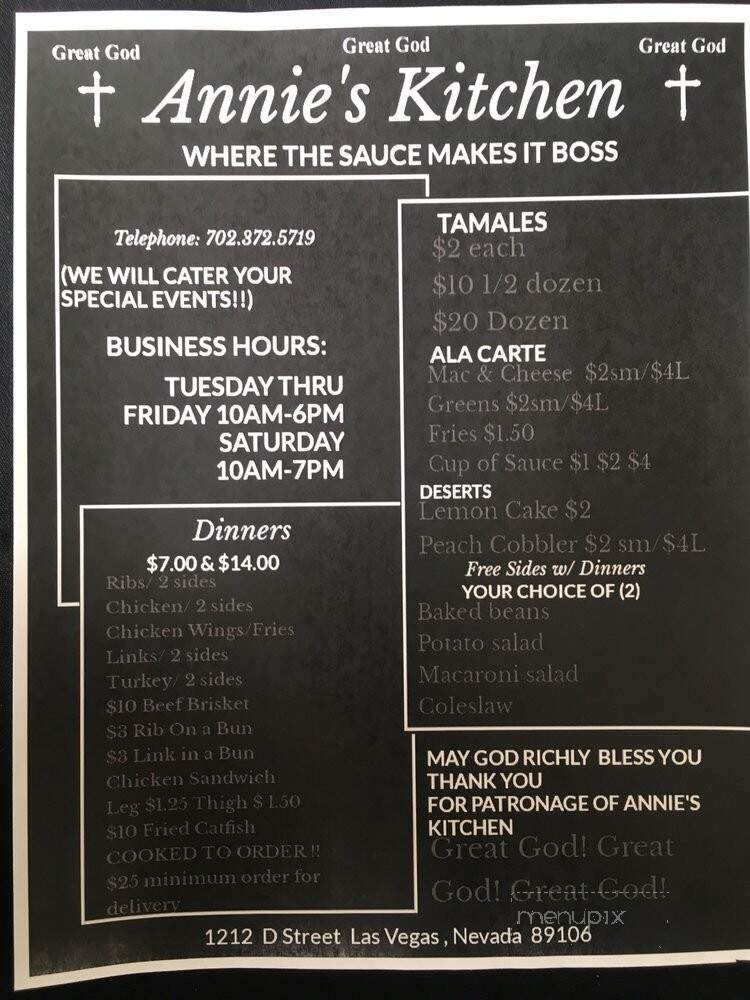 Annie's Kitchen - Las Vegas, NV menu_pic
