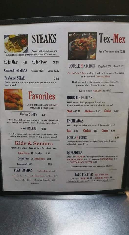 Menu of Double H Family Dining in Santa Anna, TX 76878
