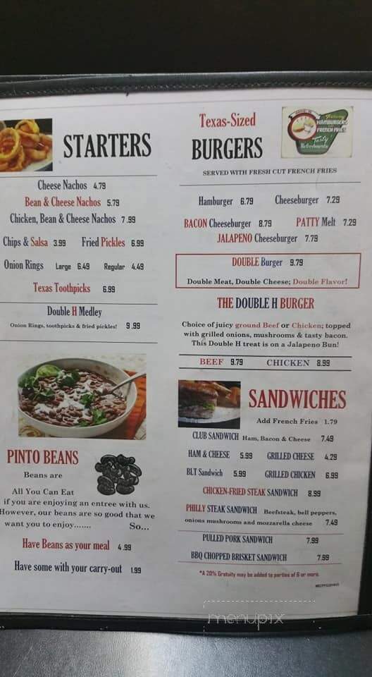 Online Menu of Double H Family Dining, Santa Anna, TX