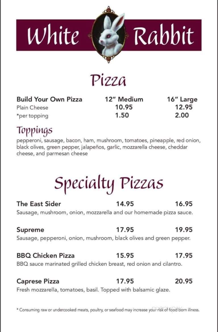 White Rabbit Bar and Grill - Mequon, WI menu_pic