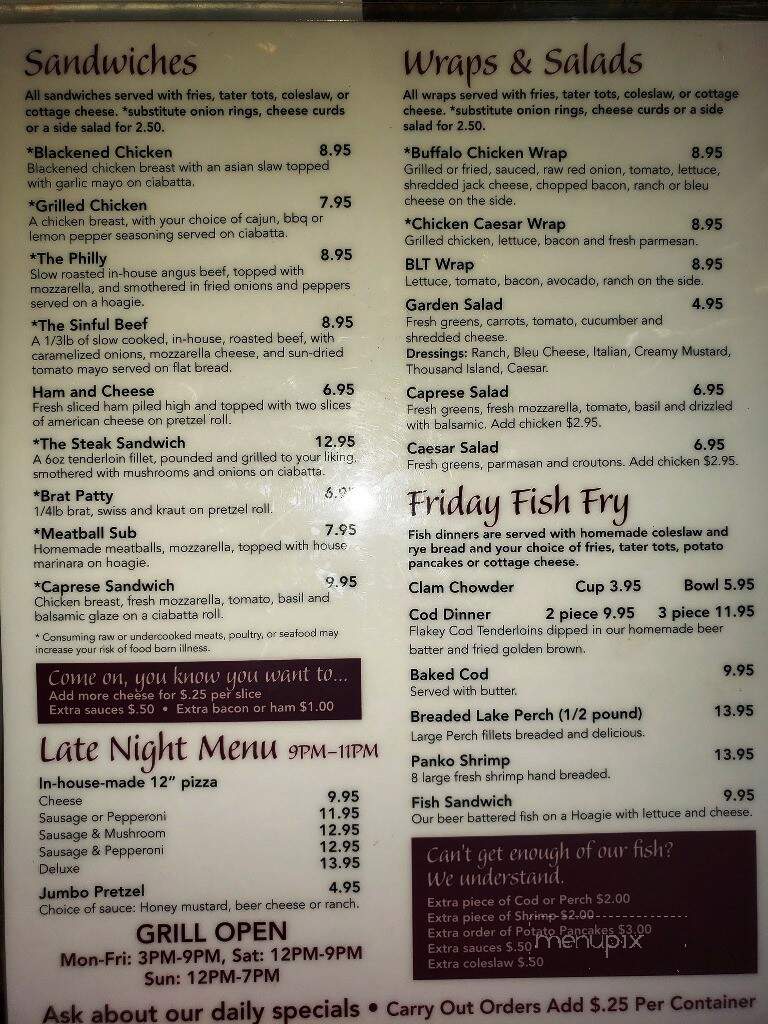 White Rabbit Bar and Grill - Mequon, WI menu_pic