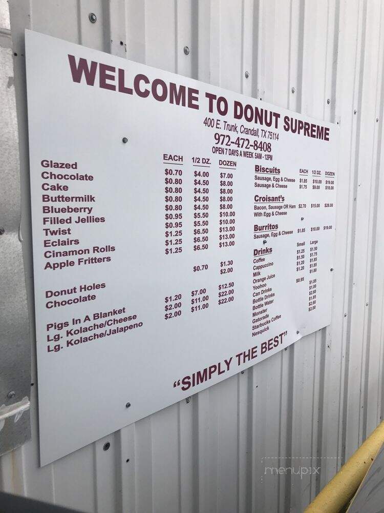 Donut Supreme - Crandall, TX menu_pic