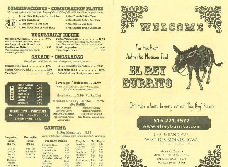 El Rey Burritos - West Des Moines, IA menu_pic