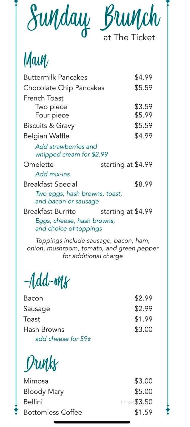 Ticket Bar & Grill - Platteville, WI menu_pic