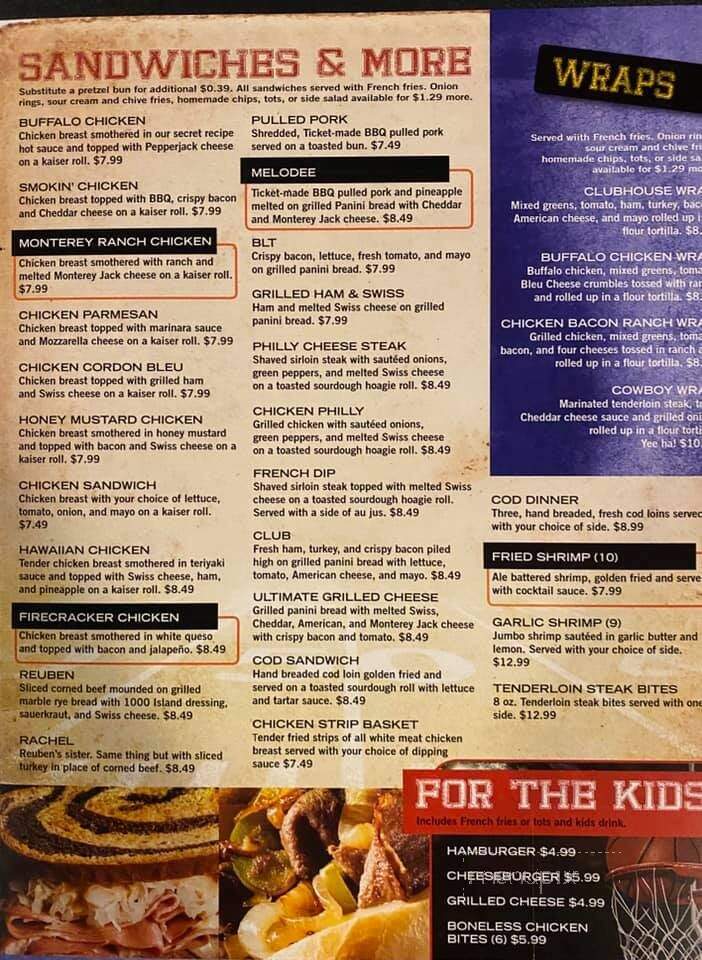 Ticket Bar & Grill - Platteville, WI menu_pic