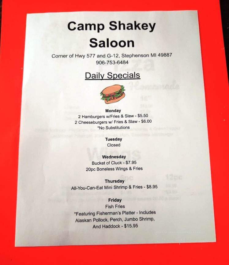 Camp Shakey Saloon - Stephenson, MI