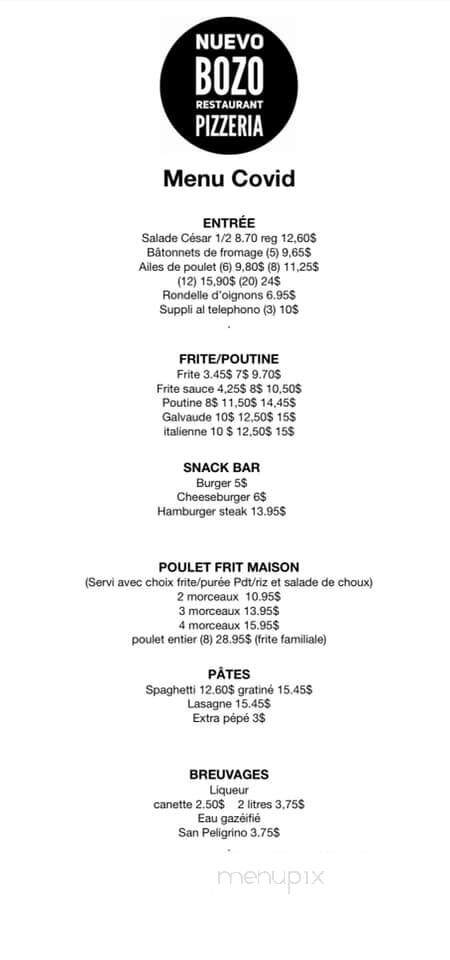 Restaurant Bozo Pizzeria - Prevost, QC menu_pic