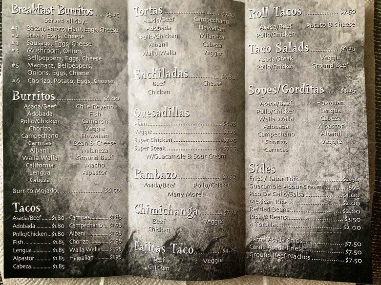 Taqueria Yungapeti - Walla Walla, WA menu_pic
