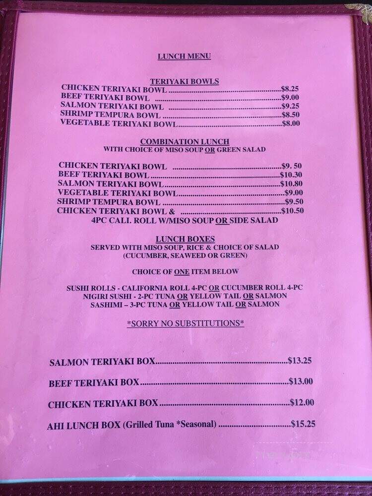 Taka's Grill - Fort Bragg, CA menu_pic