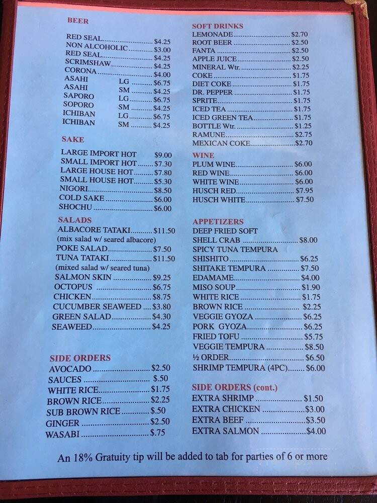 Taka's Grill - Fort Bragg, CA menu_pic