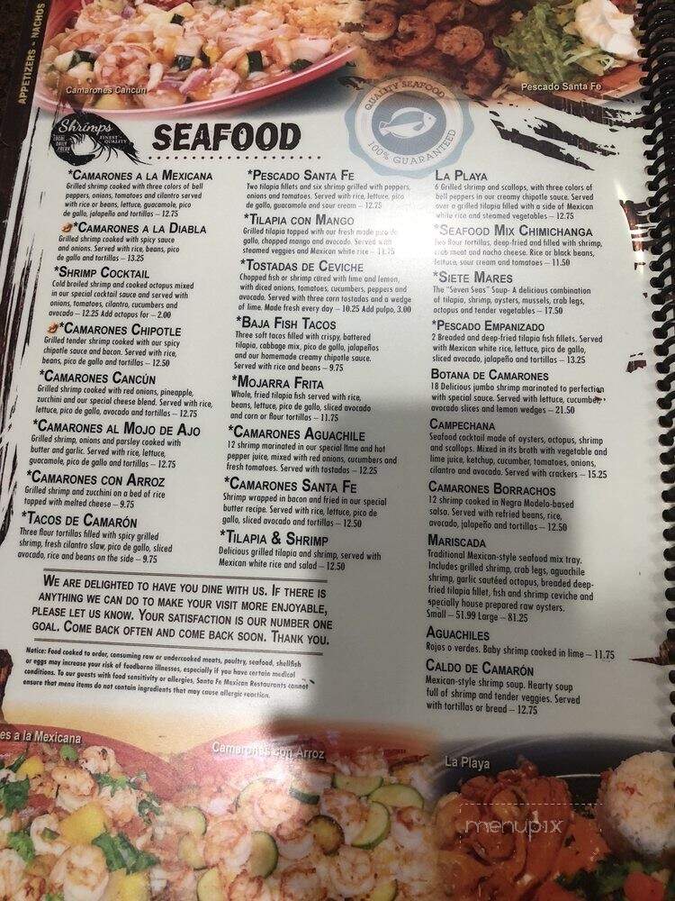 Santa Fe Mexican Grill - Kingsport, TN menu_pic