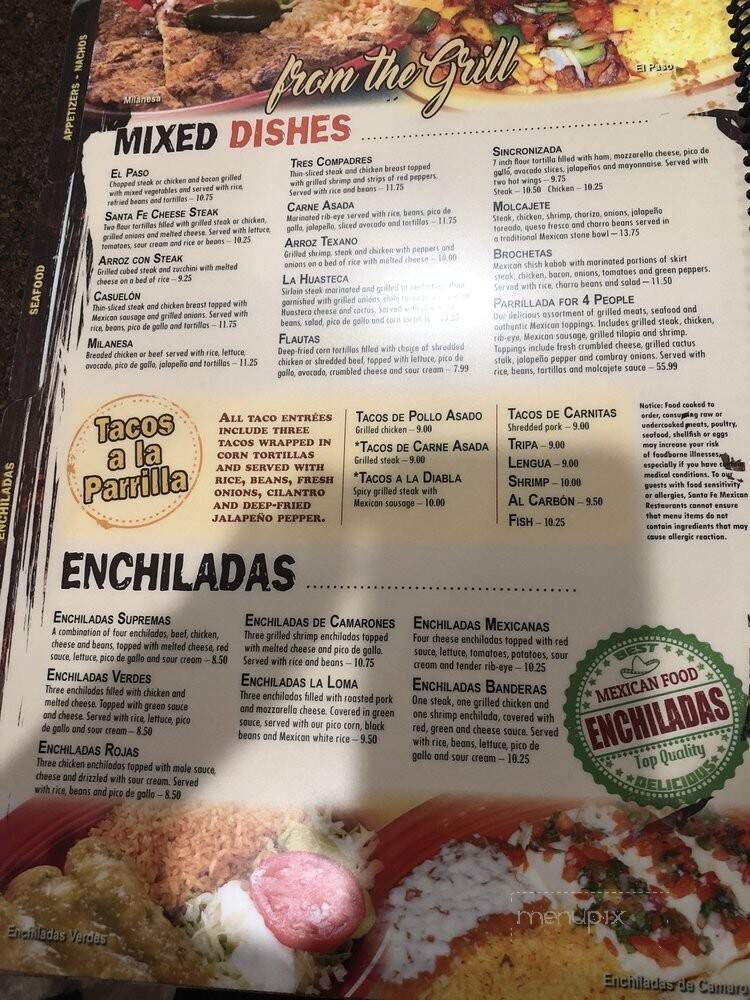 Santa Fe Mexican Grill - Kingsport, TN menu_pic