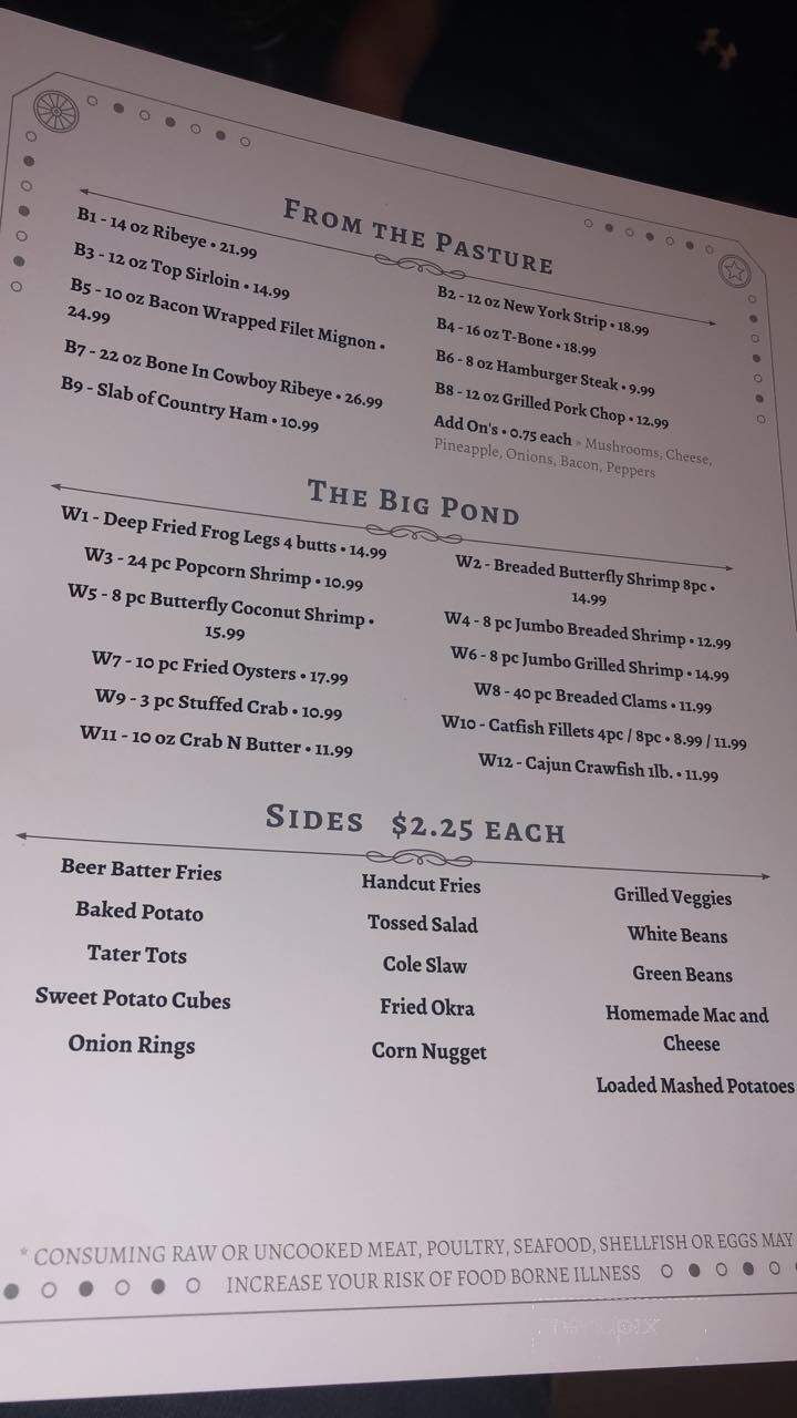 Cowboy Steak House - Decaturville, TN menu_pic