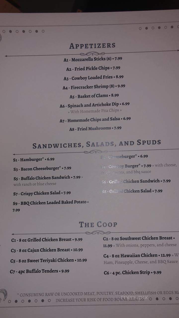 Cowboy Steak House - Decaturville, TN menu_pic