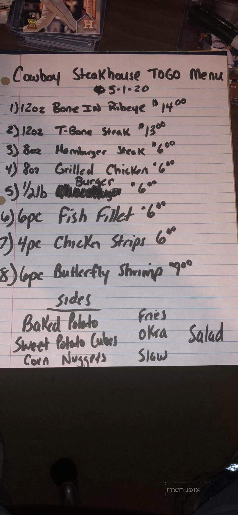 Cowboy Steak House - Decaturville, TN menu_pic