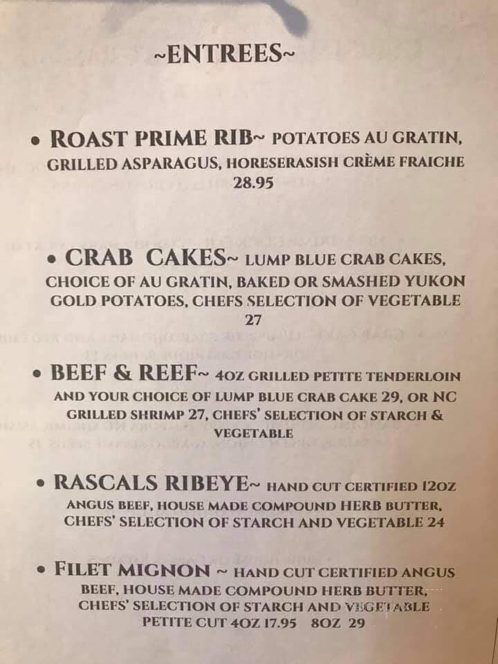Rascals - Beech Mountain, NC menu_pic
