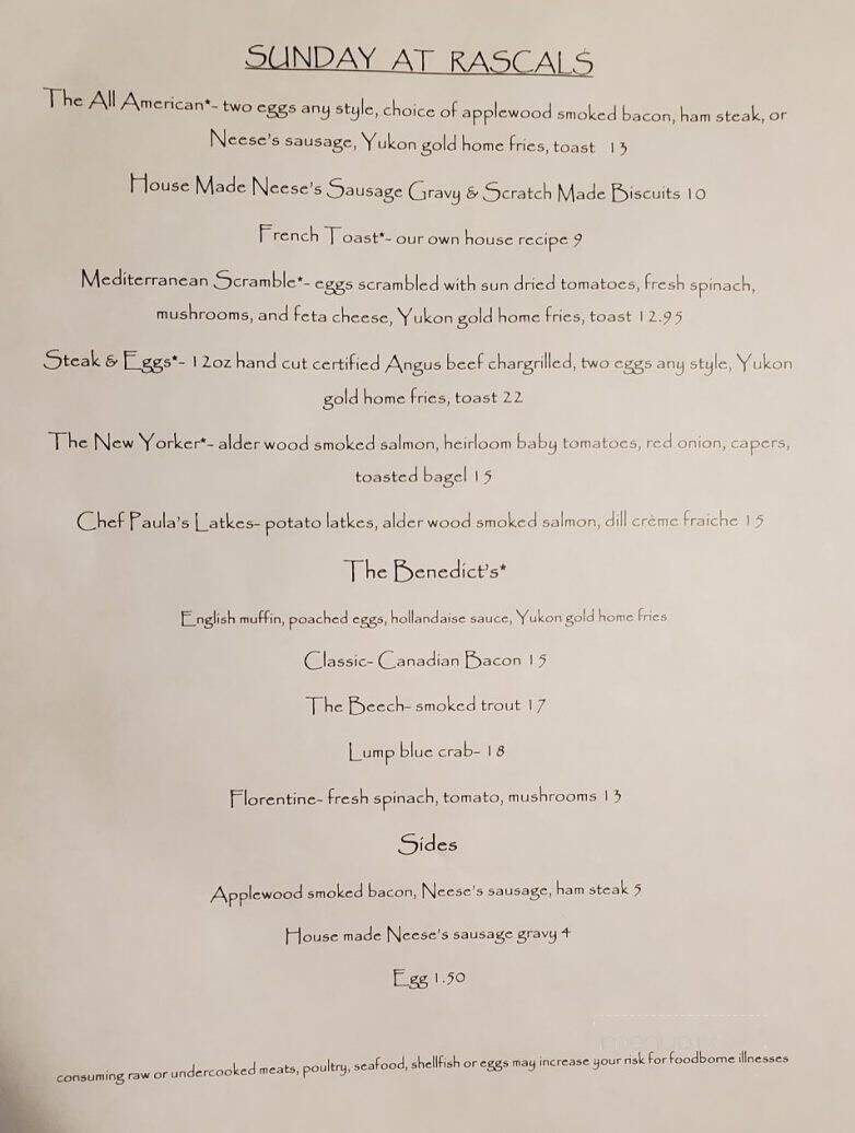 Rascals - Beech Mountain, NC menu_pic