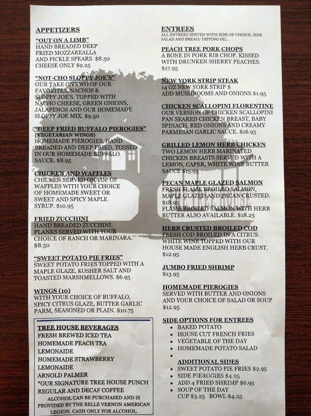 The Tree House - Belle Vernon, PA menu_pic