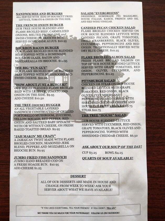 The Tree House - Belle Vernon, PA menu_pic