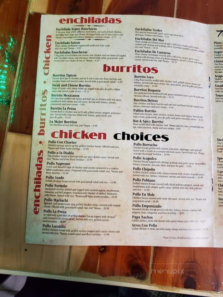 La Presa Mexican Restaurant - Plainfield, IN menu_pic