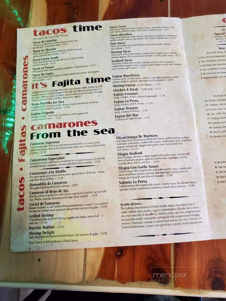 La Presa Mexican Restaurant - Plainfield, IN menu_pic