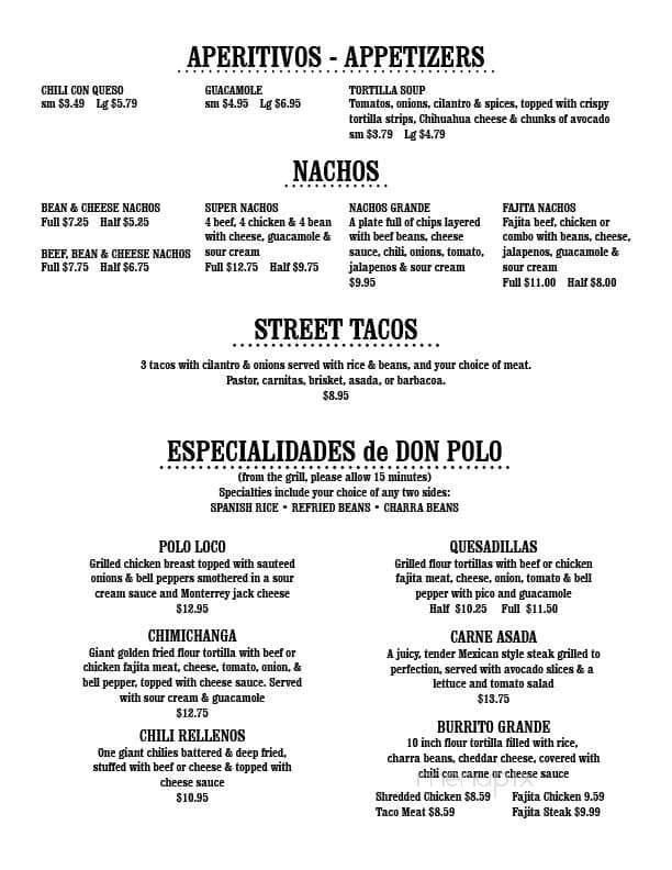 Polo's Mexican Cafe - Weatherford, TX menu_pic