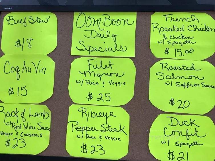 Oomboon Restaurant - Colonial Beach, VA menu_pic