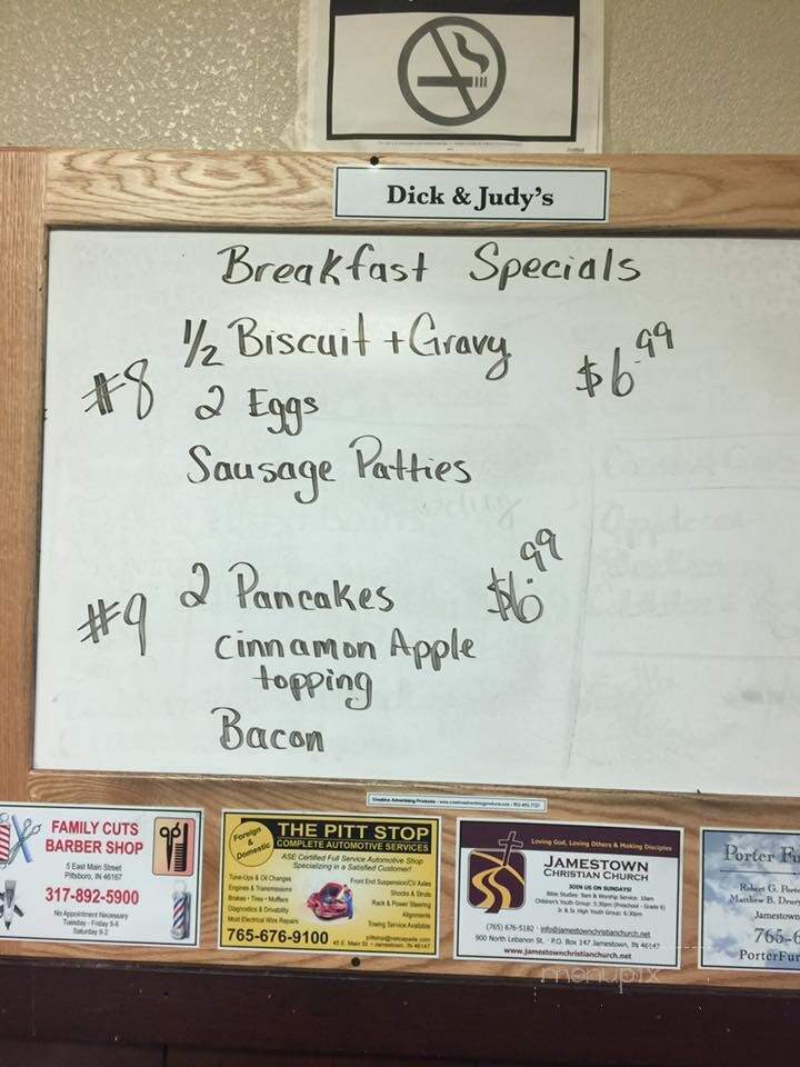 Dick & Judy's Restaurant - Jamestown, IN menu_pic