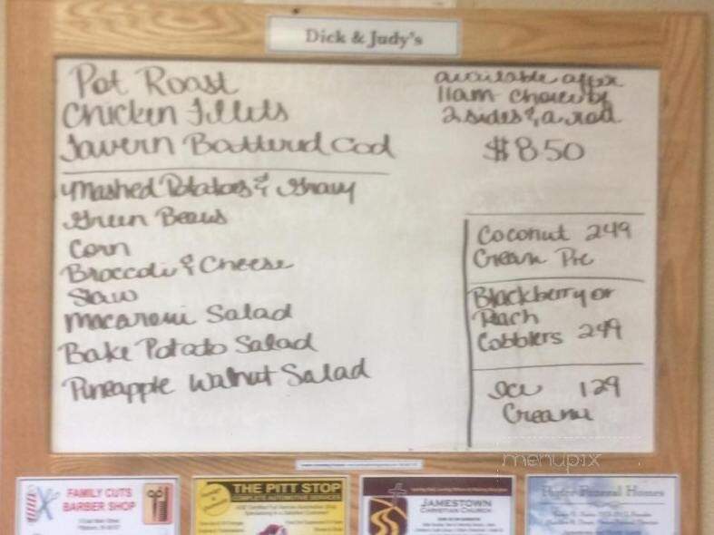 Dick & Judy's Restaurant - Jamestown, IN menu_pic
