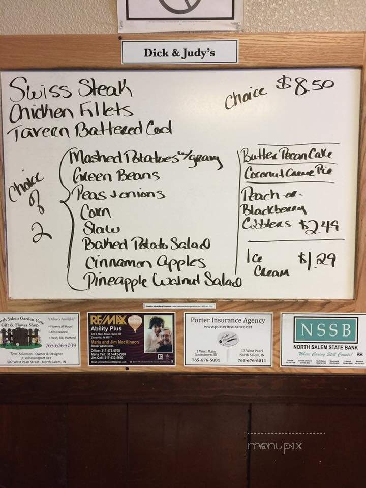 Dick & Judy's Restaurant - Jamestown, IN menu_pic