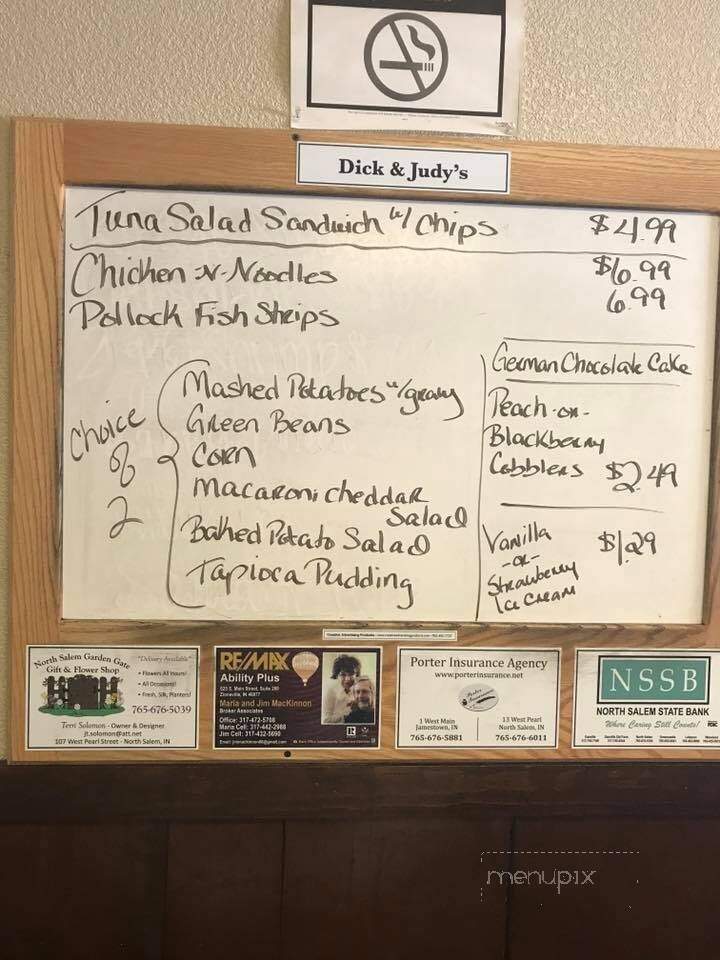 Dick & Judy's Restaurant - Jamestown, IN menu_pic