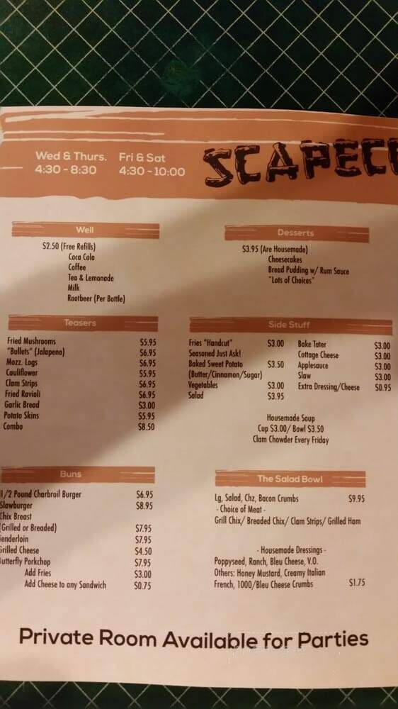 Scapecchi's Supper Club - Farmington, IL menu_pic