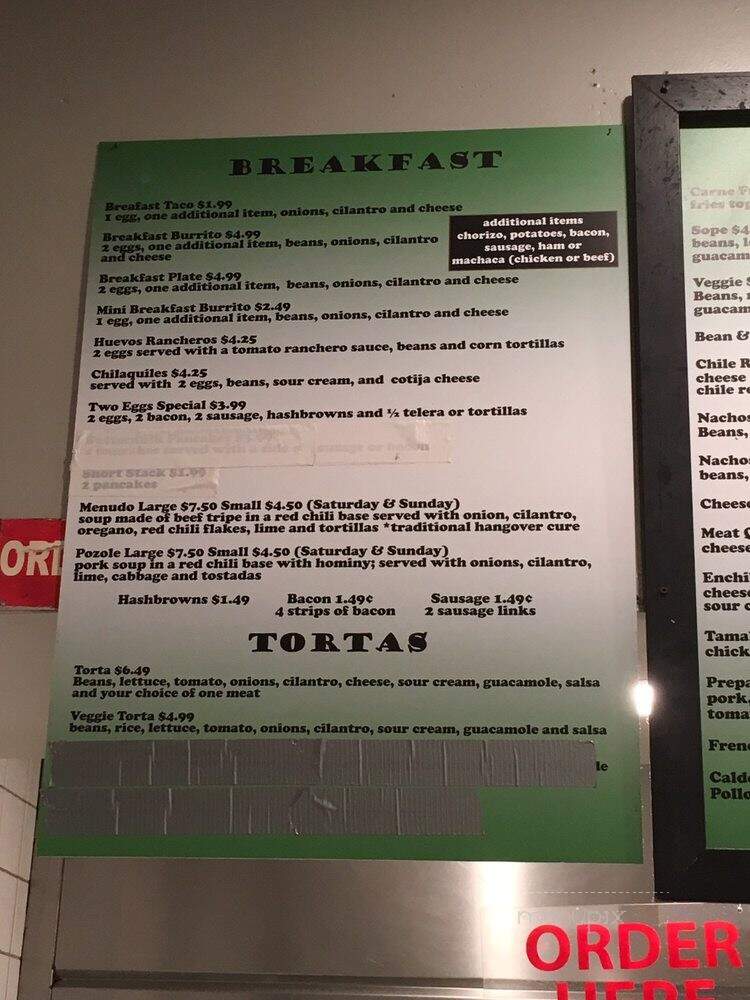 El Molino De Oro - San Juan Capistrano, CA menu_pic