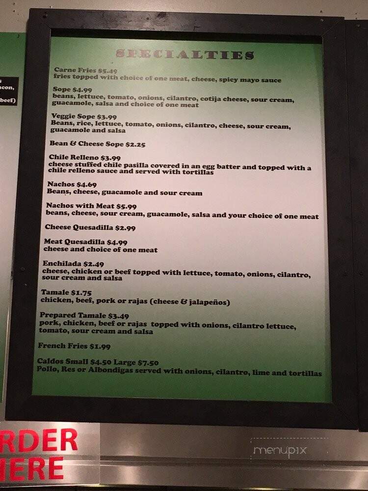 El Molino De Oro - San Juan Capistrano, CA menu_pic