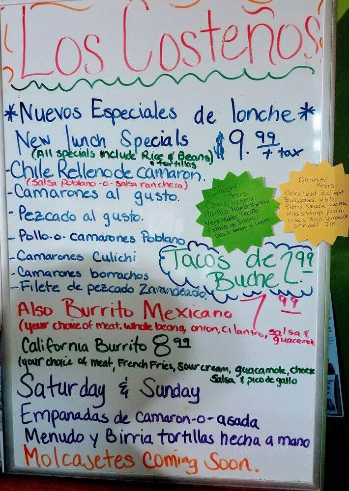 Los Costenos Restaurant - Corning, CA menu_pic