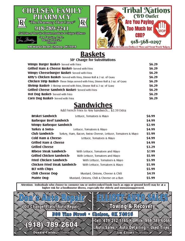 Prairie Rose Grille - Chelsea, OK menu_pic