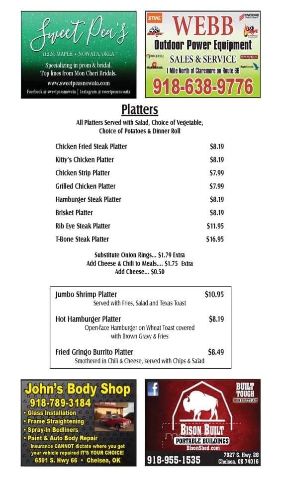 Prairie Rose Grille - Chelsea, OK menu_pic