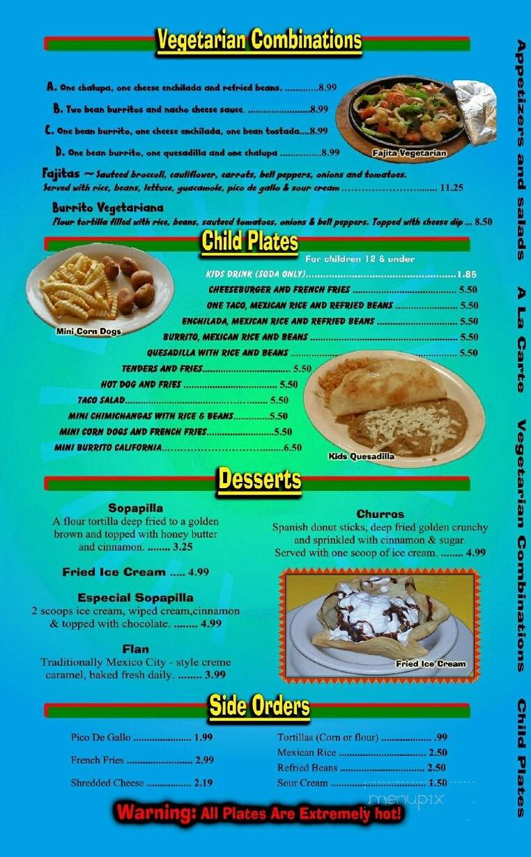 Casa outlet mexicana menu