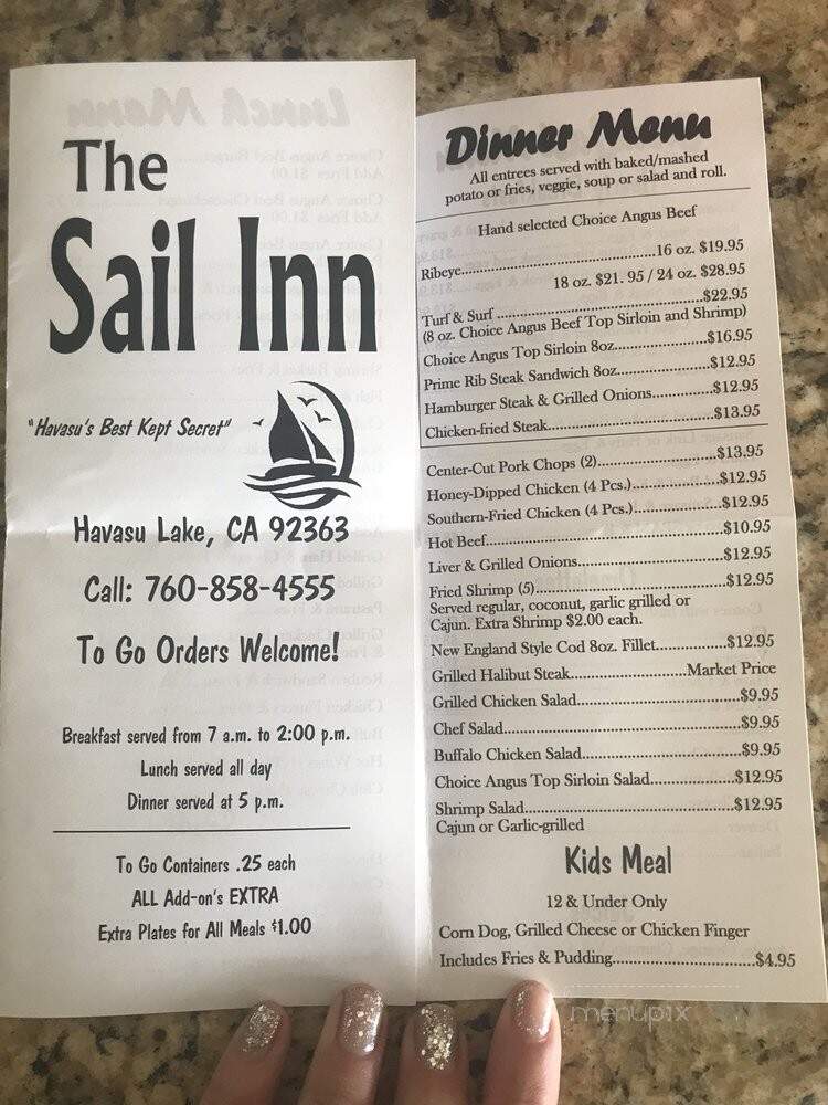 Sail Inn Bar - Needles, CA menu_pic