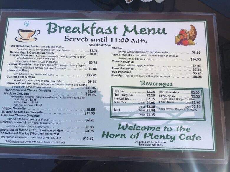 The Horn Of Plenty Cafe - Agassiz, BC menu_pic