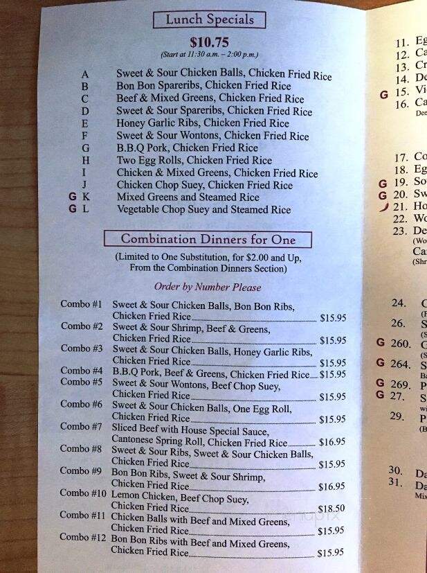 Canton Chinese Restaurant - Thunder Bay, ON menu_pic