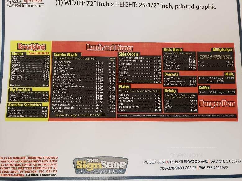 Burger Den - Rocky Face, GA menu_pic